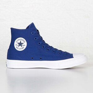 Converse Chuck Taylor II Lunarlon Blue Canvas High Top Sneakers Trainers, 5.5